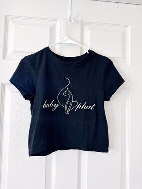 Baby Phat Cat Logo Graphic Tee – Women’s Medium Black Y2K Baby Tee Crop Top